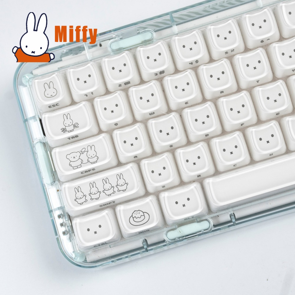 Gaming Keyboard Nearby - Kawaii Miffy Keycaps 귀여운 토끼 키